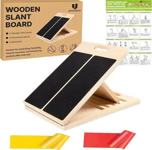 Adjustable Wooden Slant Board for Calf Stretching, Heavy Duty Flexibility Trainer for Home Gym, Squats, and Ankle Support