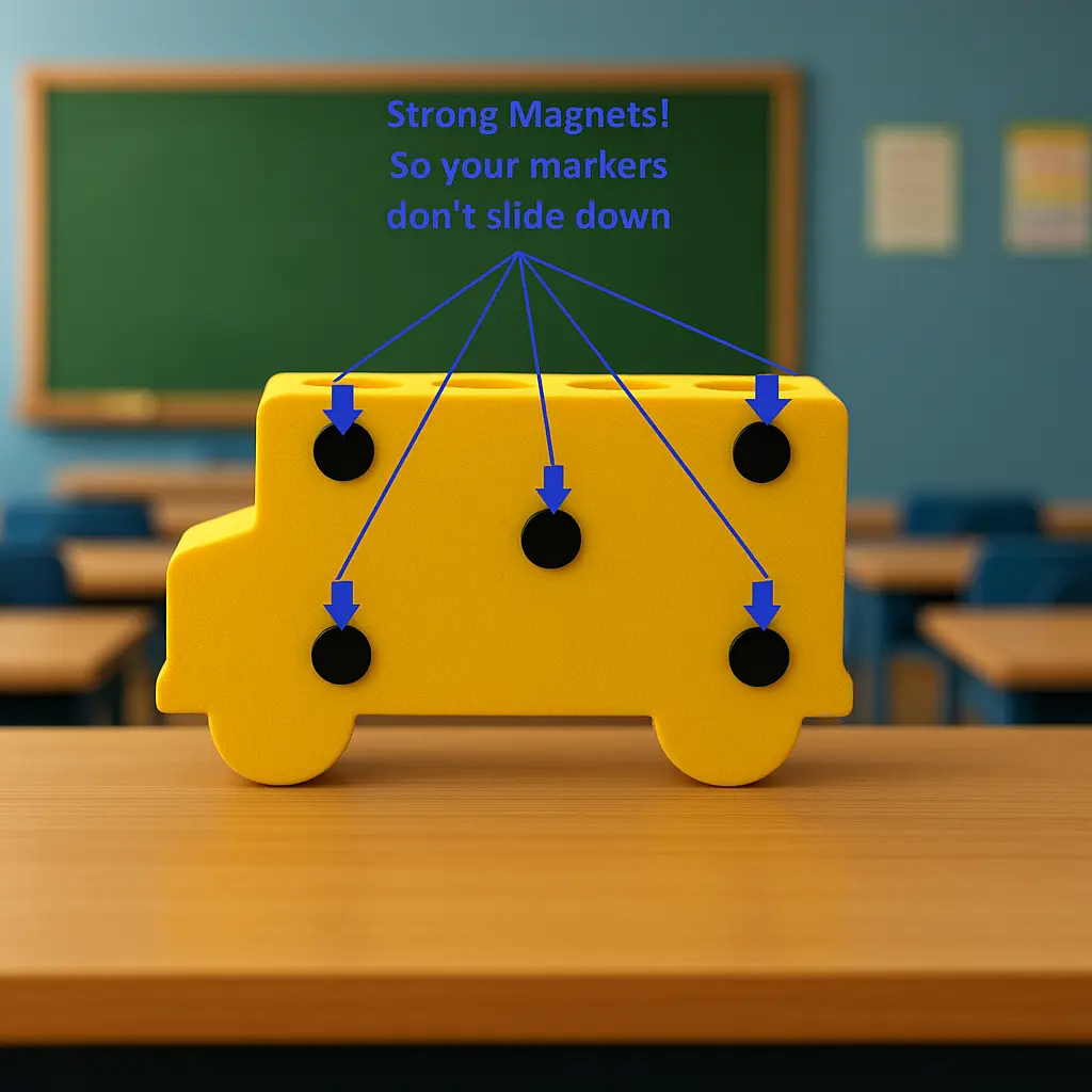 School Bus Magnetic Marker Holder for Teachers Dry Erase Marker ...