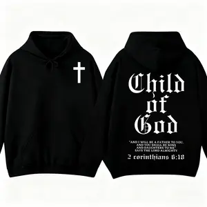 Unisex Christian Hoodie, Bold "Child of God" Graphic with 2 Corinthians 6:18 Bible Verse, Soft Classic Fabric Menswear Top, Easter Idea Faith Streetwear Long Sleeve Casual Pullover for Men & Women