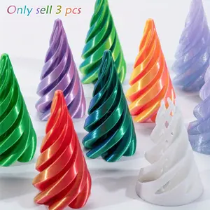 3pcs 3D Printed Spiral Cone Stress Relief Figurine Set, Multiple Color Options, Fun Home Desk Decor, Car Decoration, Creative Gift Idea