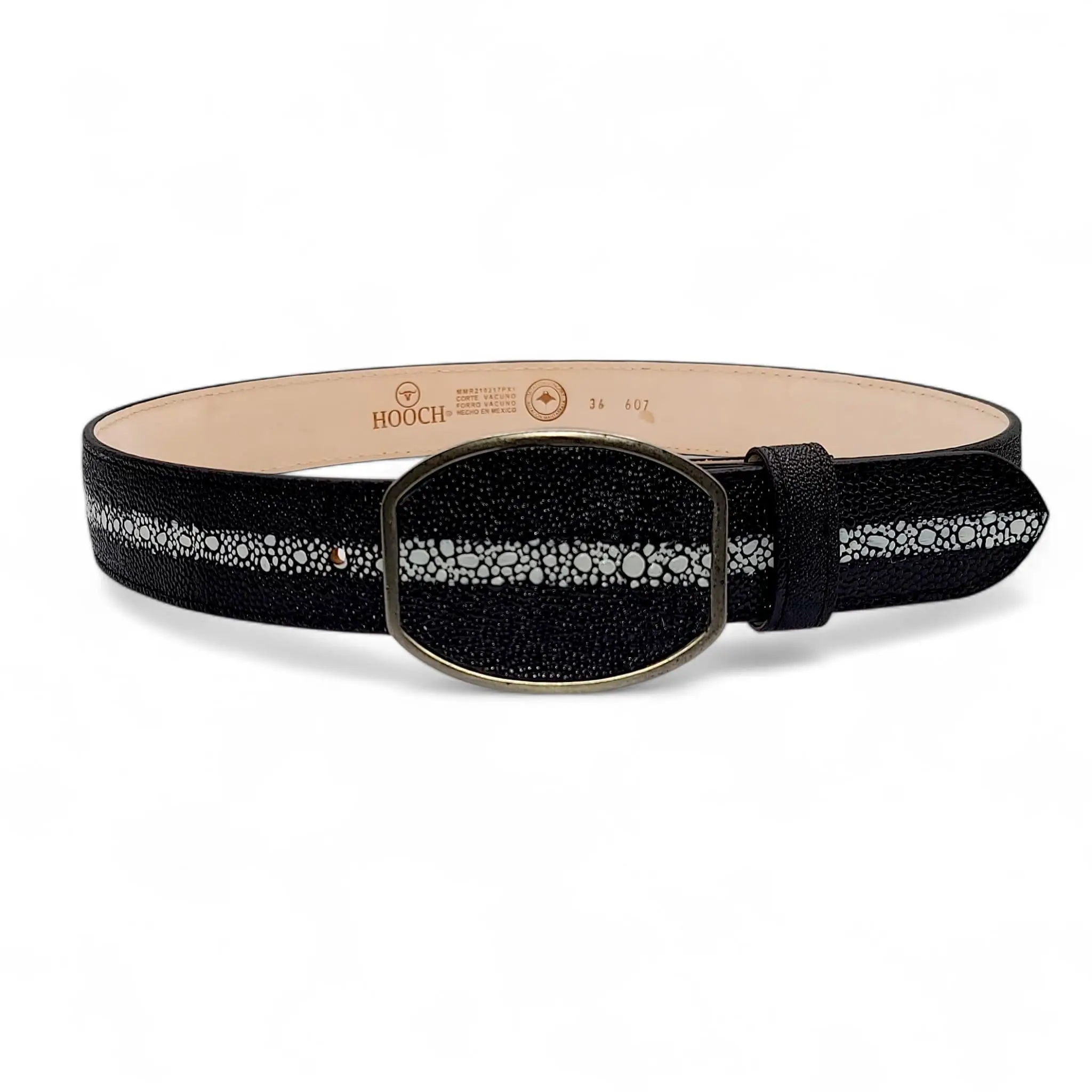 Mens Rowstone Stingray Print Western Leather Belt Black – Classic Cowboy Style HC-132