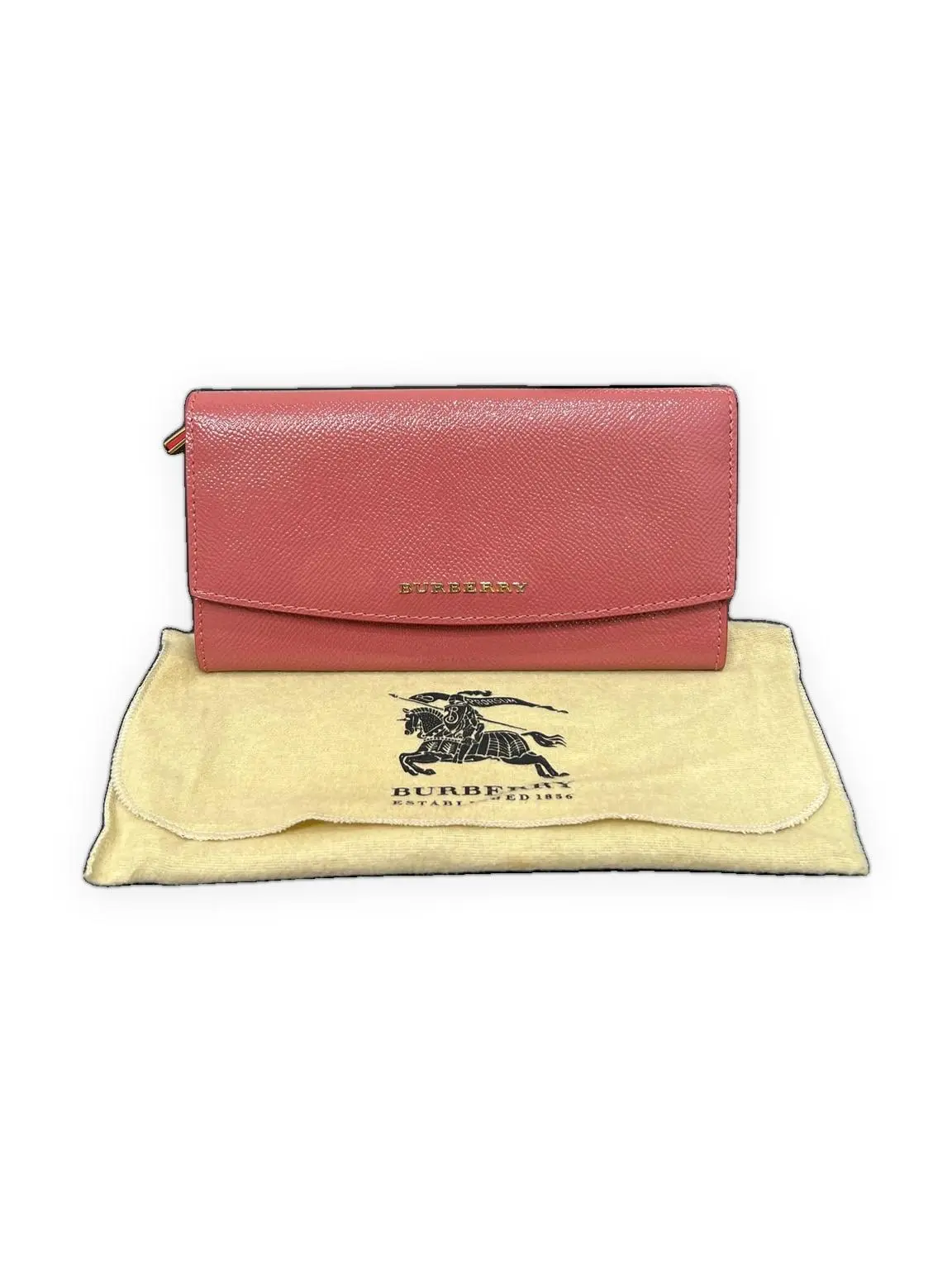 Pre-owned BURBERRY Smooth calfskin leather Small Leather Goods Continental Wallet Rose pink Pristine S013260710039