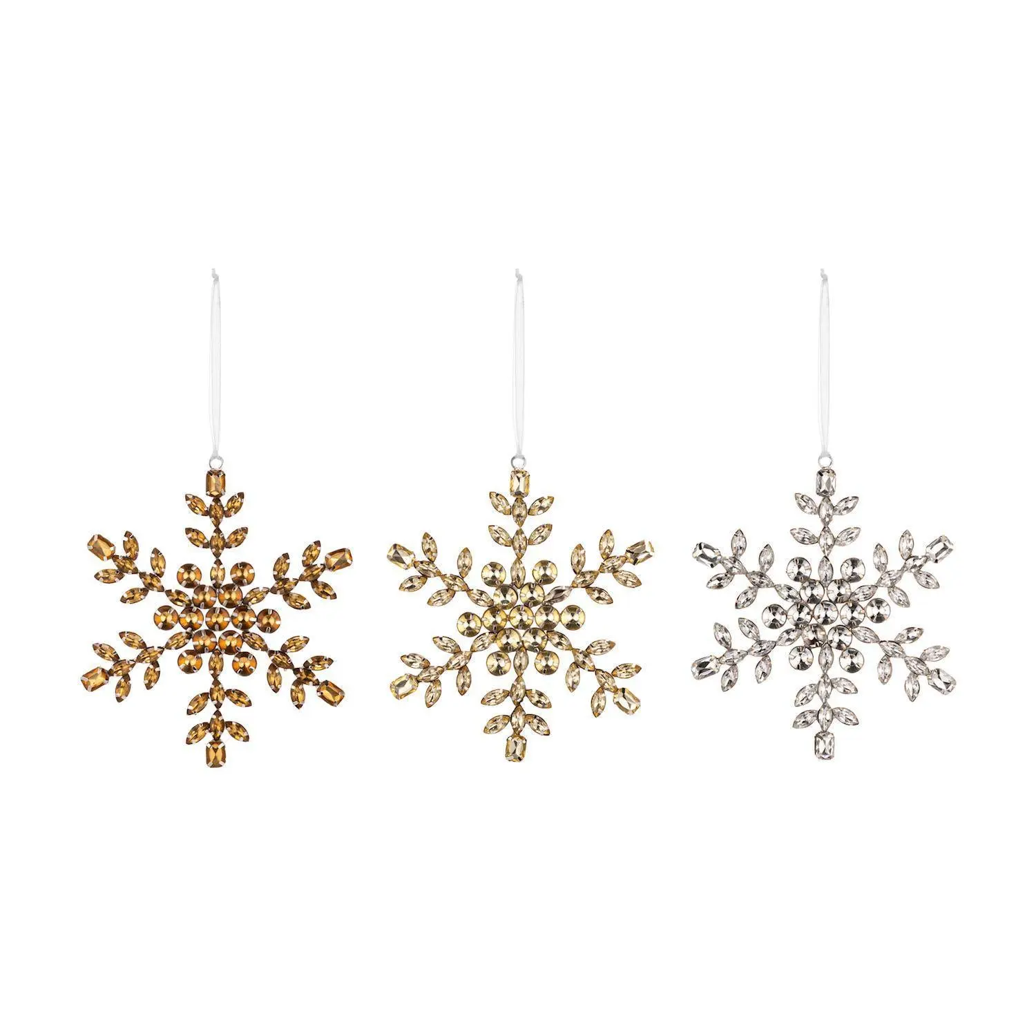 Gold Glitter Snowflake Ornaments