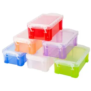 6PCS Multi-purpose Storage Box, Colorful Mini Plastic Storage Box with Lid, Small Plastic Boxes Used for Beads, Jewelry, Nails, Clips, Craft Supplies,Stackable Boxes, Compact Design