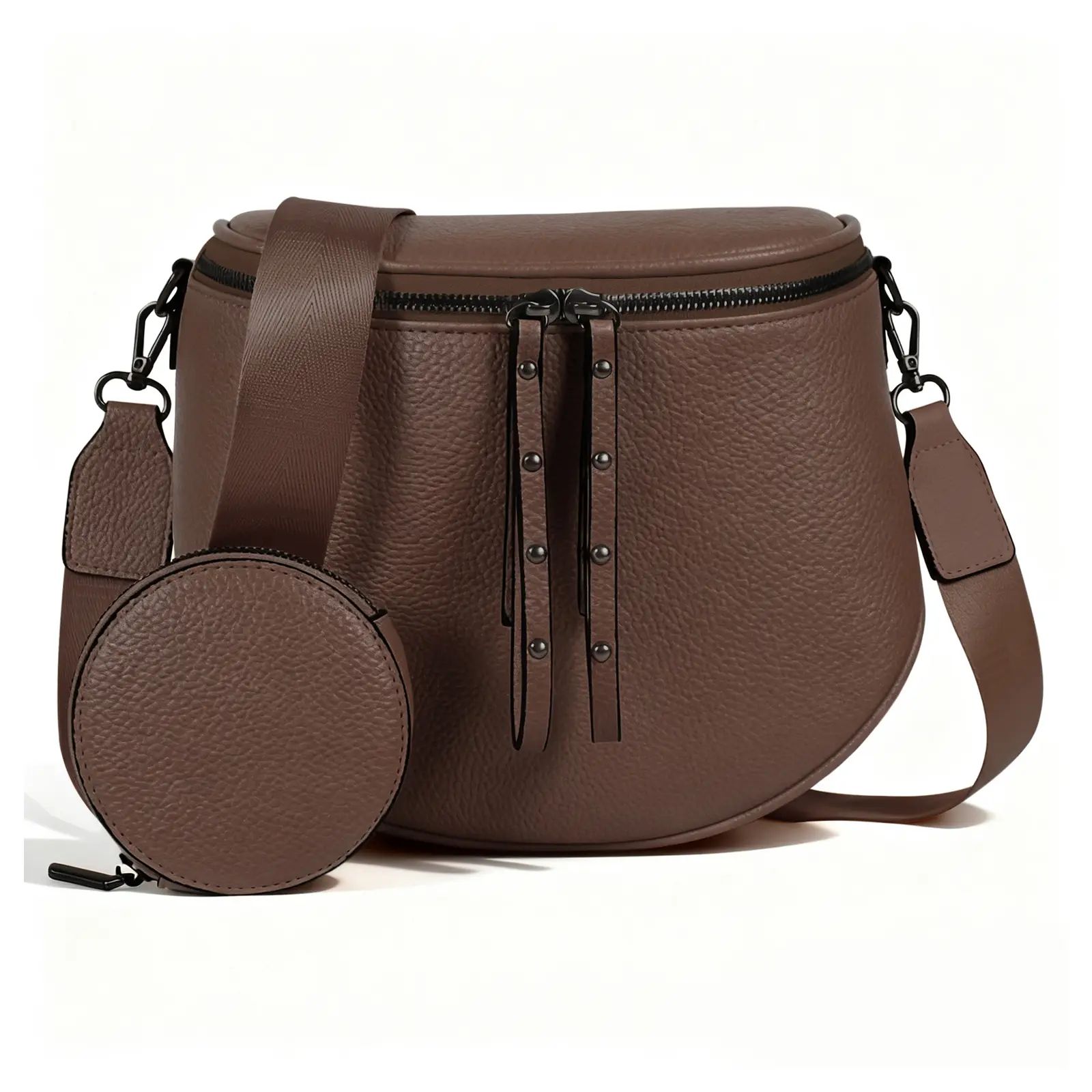 Women's Preppy Modest PU Leather Large Fanny Pack Crossbody Sling Bag - Adjustable Strap, Coin Purse, Waterproof, High-Capacity, Portable Daily Use Bag for Holiday & Mother's Day Gift, Daily Use Bags