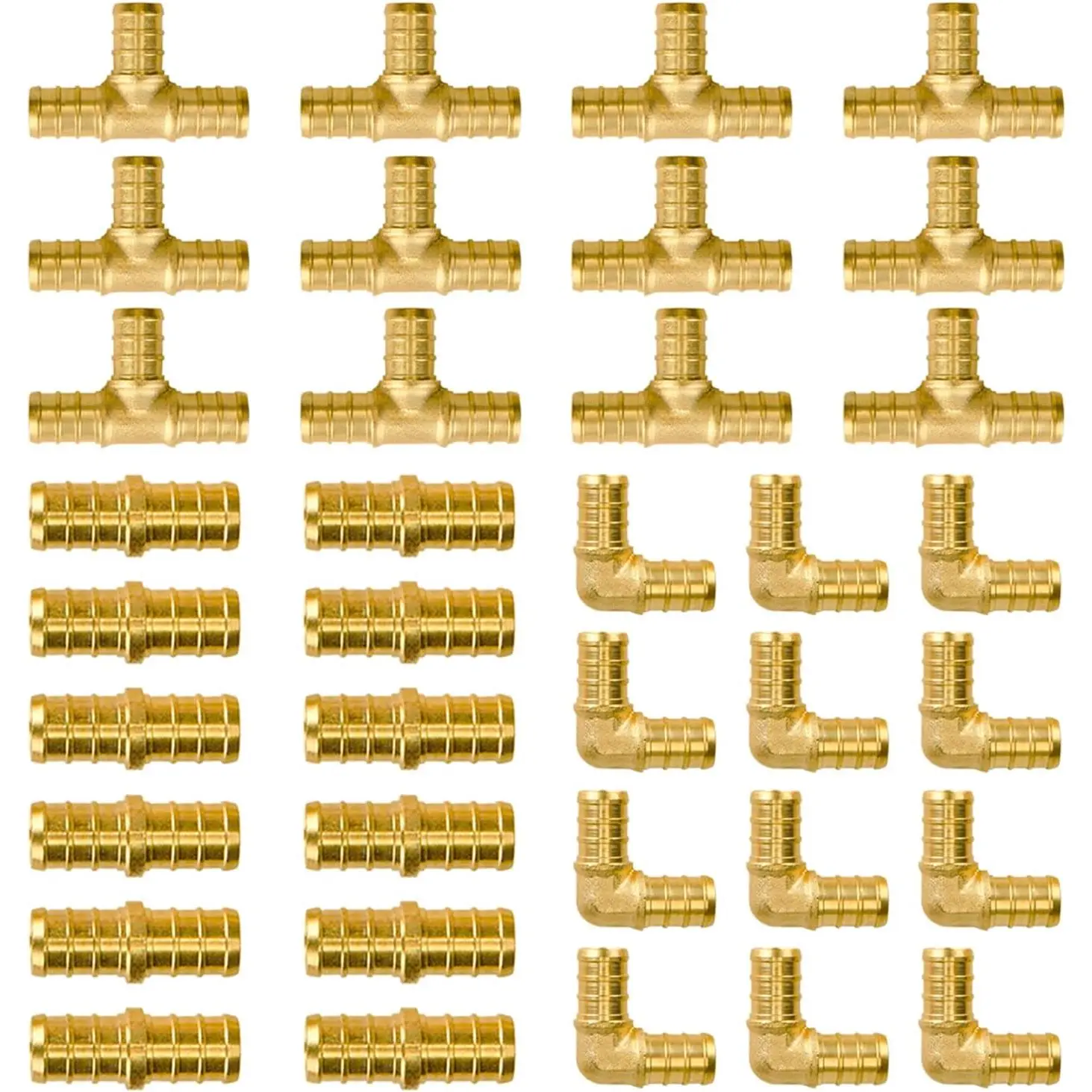 Pex Fittings 1/2 Inch, 36 PCS  1/2 Inch Pex Fittings Set, 12 Each PEX Elbow Tee Coupling, 1/2" Pex Fittings For Pex Pipe, No Lead Brass, ASTM F1807