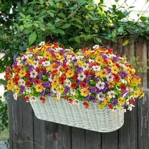 Der Rose 12 Bundles UV-Resistant Multi-Color Silk Daisy Artificial Outdoor Flowers, Garden Decorations, Decoration Items & Ornaments for Home Porch Spring Decor