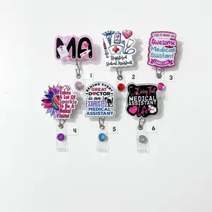 Retractable Badge Reels Medical Assistant, ICU, Registered Dietitian, Medical Coding, Therapy.
