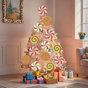 Christmas Tree Decorations Set, Lollipop Design Holiday Ornaments, Festive Home Decoration Accessories for Christmas Celebrations