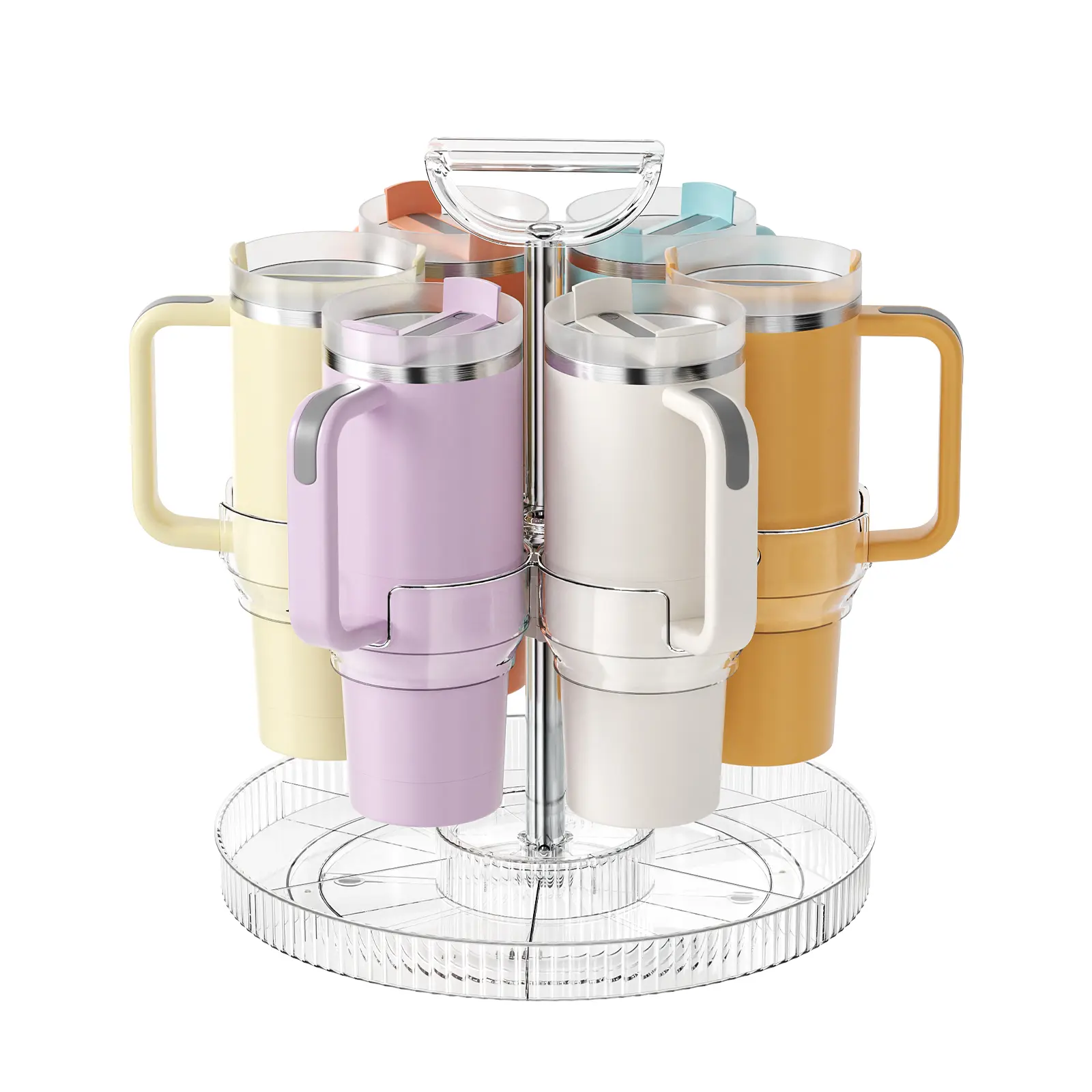 Stanley 360° Rotating Cup Holder Rack for Stanley 40/36/30/20 oz Tumblers,Black Spinning Organizer,Space Saving Kitchen Storage,Sturdy Construction,ldeal Gift for K-Cups,Snacks & Mugs