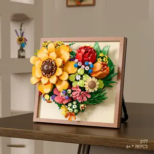 Eternal Flower Simulation Block Flowers, Decorative Fake Flower, DIY Flower Decor, 3D Wall Art Decoration, Indoor Desktop Ornament, Perfect Gift for Girls' Birthdays