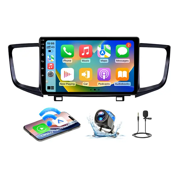 10-Inch Car Stereo Head Unit for 2016-2019 Honda Pilot, 2G+64G Touchscreen with Upgraded CarPlay Screen, Touchscreen Wireless CarPlay, Android Auto, GPS Navigation, App Access, Carplay Touchscreen, Plug-N-Play