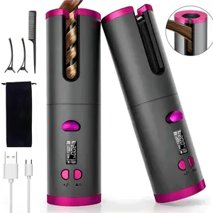 Portable Cordless Automatic Hair Curling Iron, Adjustable Heating Temperature, Suitable for Home and Travel Use