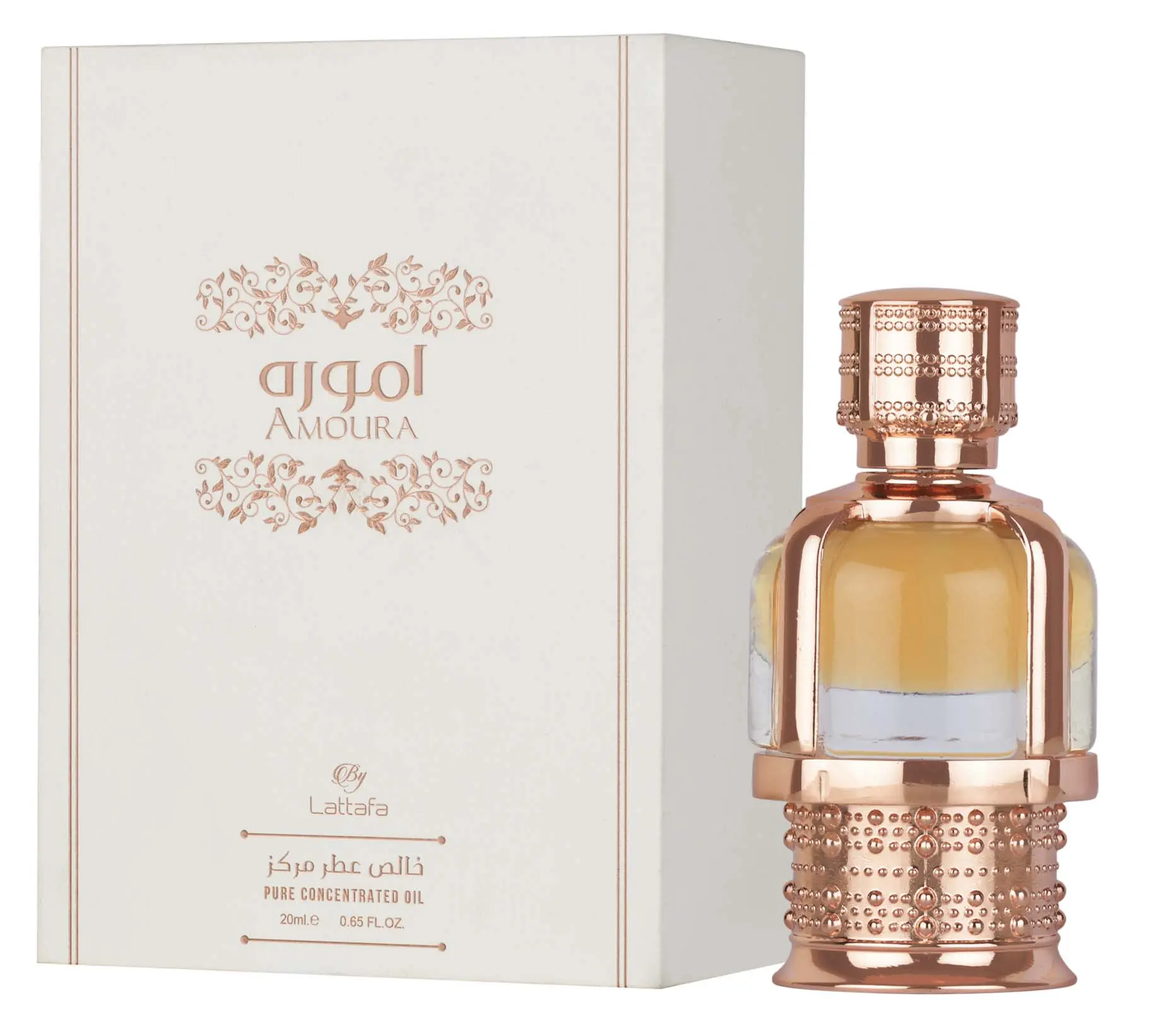 Lattafa Amoura Pure Concentrated Perfumed Oil, 20ml - Long-Lasting, Alcohol-Free Unisex Fragrance with Soft Floral, Amber, and Citrus Notes