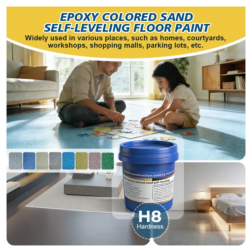 Self-Leveling Epoxy Sand Flooring Kit, DIY Quick-Drying Paint with High Adhesion for Bathroom, Balcony, and Concrete Floor Repair, Epoxy Flooring
