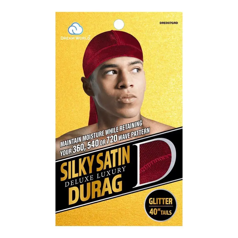Dream World Deluxe Luxury Silky Satin Durag 360, 540, or 720 Patterns 40" Tails for Maintenance and Retaining Waves