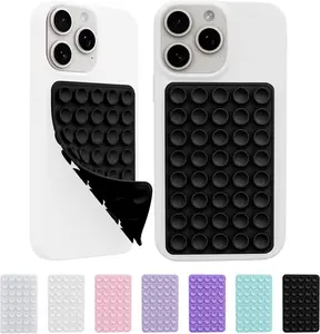 2 Pack Silicone Sticky Grip Holder for Cellphone, Silicone Suction Cup Phone Case Mount Double Sided, Hands-Free Phone Accessories Strong Grip Holder for Selfie and Video (Black)