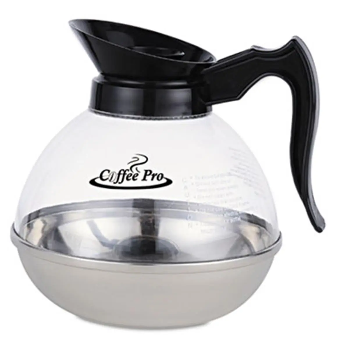 Coffee Pro CPU12 Unbreakable Regular Coffee Decanter 12-Cup Stainless Steel-Polycarbonate