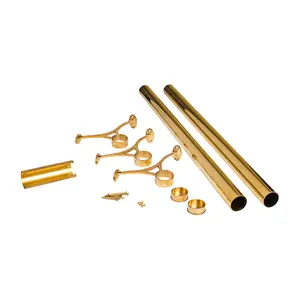 Outwater 6' Bar Foot Rail Kit - Complete Undercounter Mount Hardware and Tubing, Brass Finish