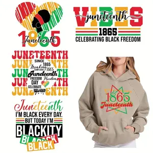 Juneteenth DIY Iron-on Transfers, 6 Counts/set Washable Heat Press Decals for T-shirts, Jeans & Backpacks, Celebrate Black Freedom with Vibrant Designs, Bold Graphics, Personal Expression