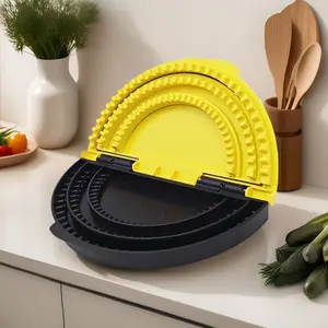 3-in-1 Tortilla Sealer Crimper Press Adjustable 6"-8"-10" Tortilla & Taco/Burrito Maker Tool Easy to Clean BPA-Free Durable Fun for Family Cooking Kitchen Utensils Yellow & Black