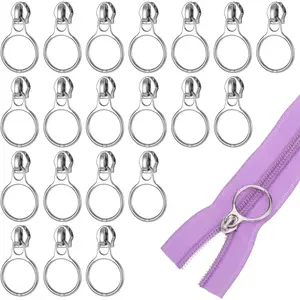20 count Zipper Pulls #5 Zinc Alloy #5  Ring  Zipper  Small Fashion Coil Zippers Puller Metal Zippers Sliders for Luggages Purses Bags Clothes Shoes
