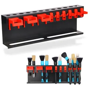 Car Detailing Brush Holder, Heavy Duty Tool Organizer for 12 Car Detailing Brushes, Spray Bottle Holder, Tool Rack for Auto Detailing Supplies, Ideal for Garage, Car Accessories, Garage Tool Storage