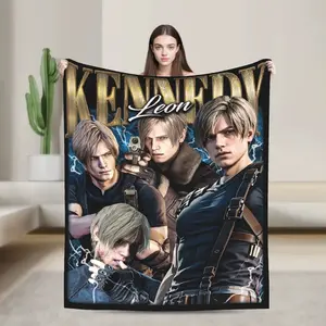 Leon S. Kennedy Residents Evils Blanket Flannel Summer  Multi-function Soft Throw Blanket for Bedding Travel Rug Piece A multi-functional and beautiful blanket that can be used for cheering, as well as given as a gift to Fellow fan .