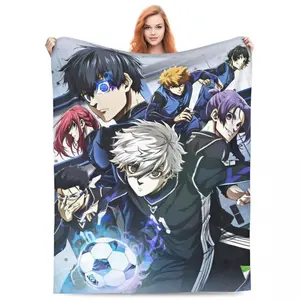 Nagi Bllk Flannel Throw Blanket Blue Lock Sports Manga Blankets for Home Couch Super Soft Bedroom Quilt