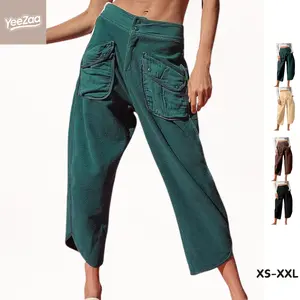 Barrel Cargo Sweatpants Women YeeZaa Wide Leg Pants 2026 Spring Summer Cropped Lounge Pants Athletic Palazzo Pants Joggers Lantern Trousers with Pockets summerwins