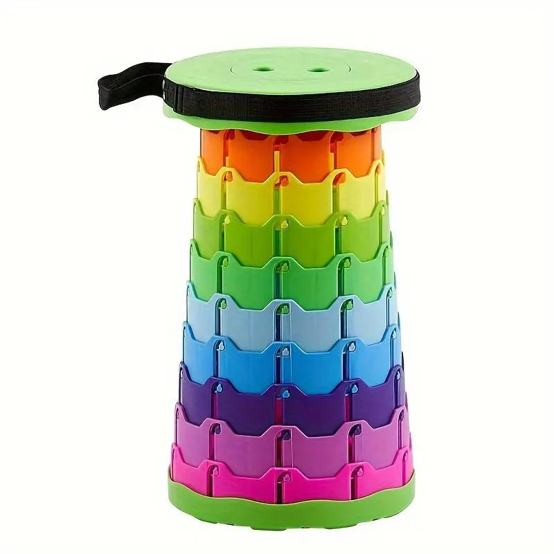 Portable Retractable Folding Stool Heavy Duty Telescoping Seat Height Adjustable Camping Chair Lightweight Collapsible Stool for Fishing Hiking BBQ Travel