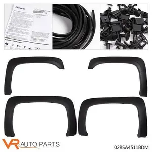 4PCS Wheel Fender Flares Factory Texture Fits 07-14 Chevy Silverado 1500 2500HD Car Accessories Automotive Truck Vehicle Carbon Protector Black