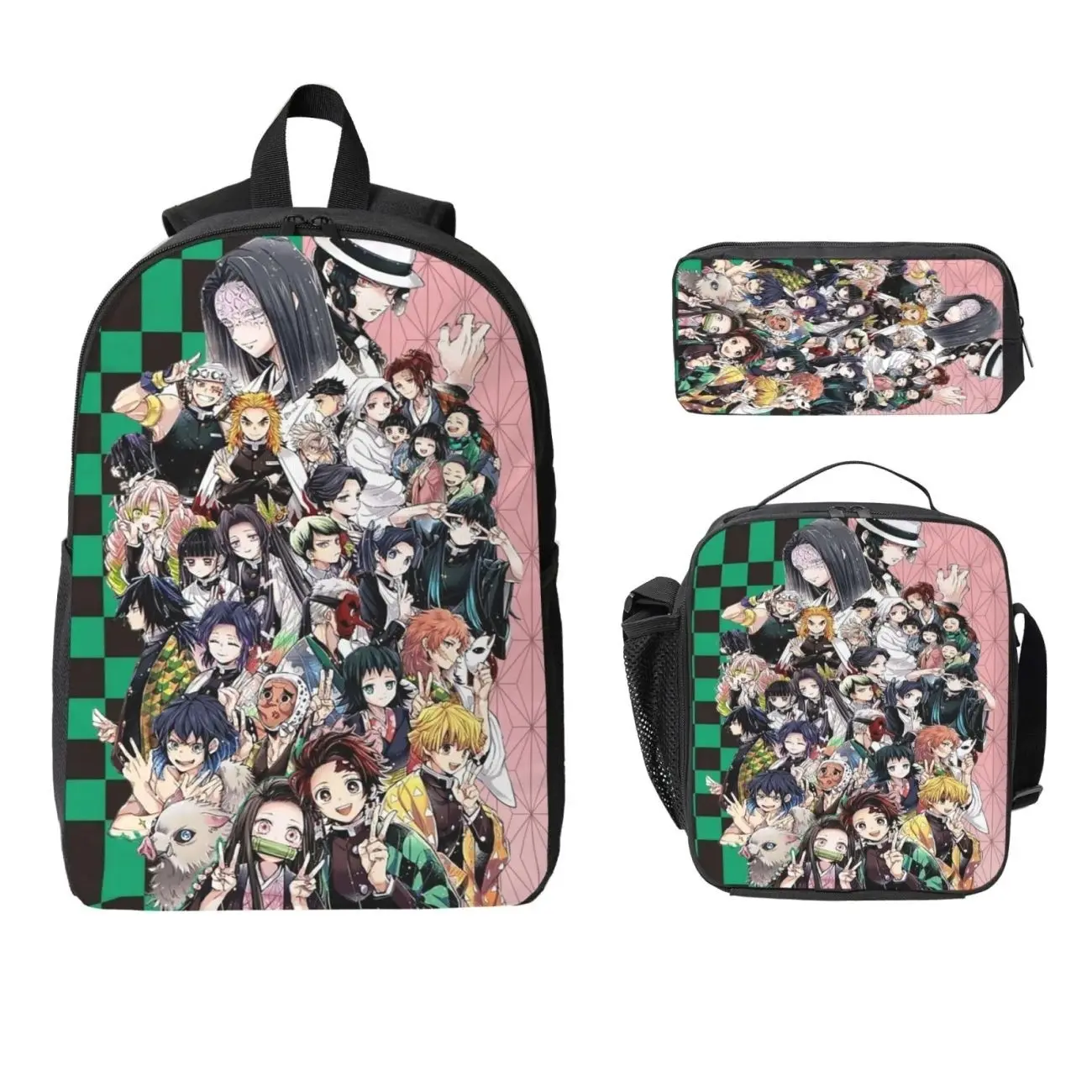 Japanese Anime Katana Warrior Squad 3Pcs Backpack Set - Schoolbag Insulated Lunch Tote Pencil Case - Back to School Birthday Gift for Kids