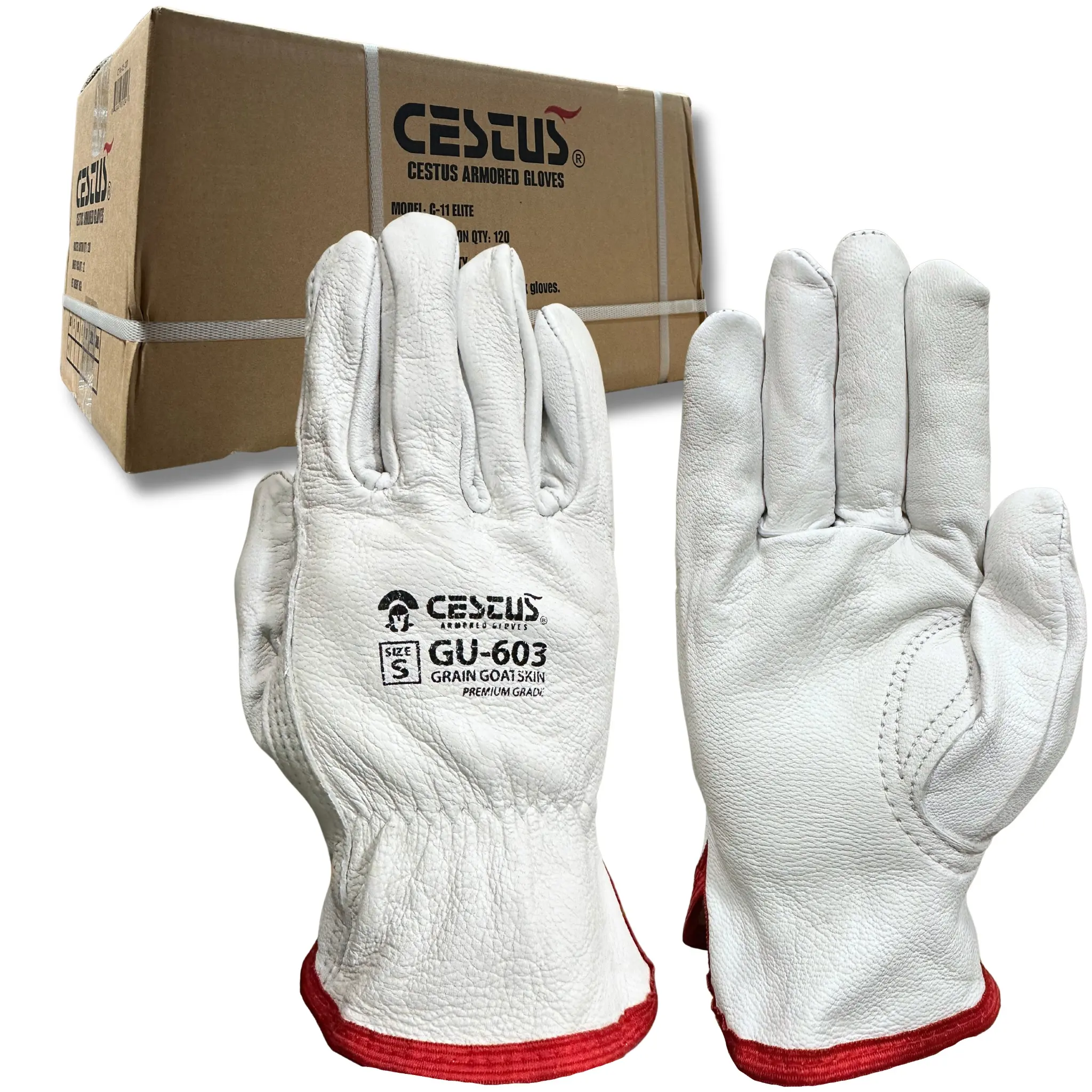 Cestus GU603, 3/12 Pairs Grain Leather Work Gloves