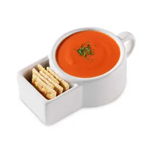 Clever Ceramic Soup & Cracker Mug - Keep Your Crackers Tidy and at-the-Ready