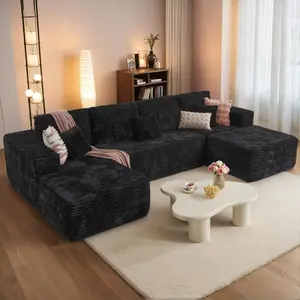 【Summer Vibes】MODMOOD 133" Oversized Modular Cloud Sectional Sofa Set with Ottoman, L/U Shaped Boneless Couch High-Density Foam Plush Corduroy Deep Seat Sofa Bed for Living Room Bedroom, No Assembly Required