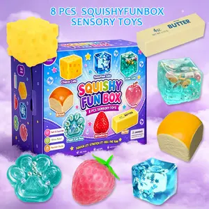 8-Piece Set Mystery Squishy Box, Blind Box Malt Sugar Stress Relief Fidget Toys, Sensory Bundle, Creative Slow-Return Squishy, Party Gift, 8 Different Styles