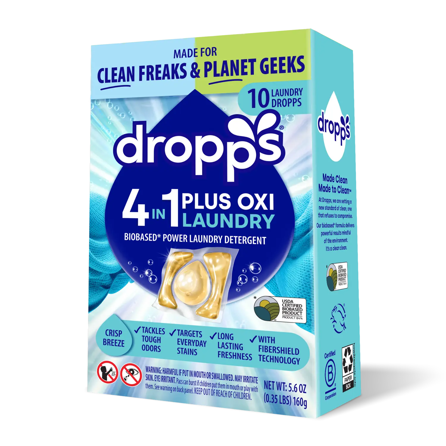 Dropps Trial Size 4-in-1 Plus Oxi Laundry Detergent Pods, Crisp Breeze Dropps Trial Size 4-in-1 Plus Oxi Laundry Detergent Pods, Crisp Breeze