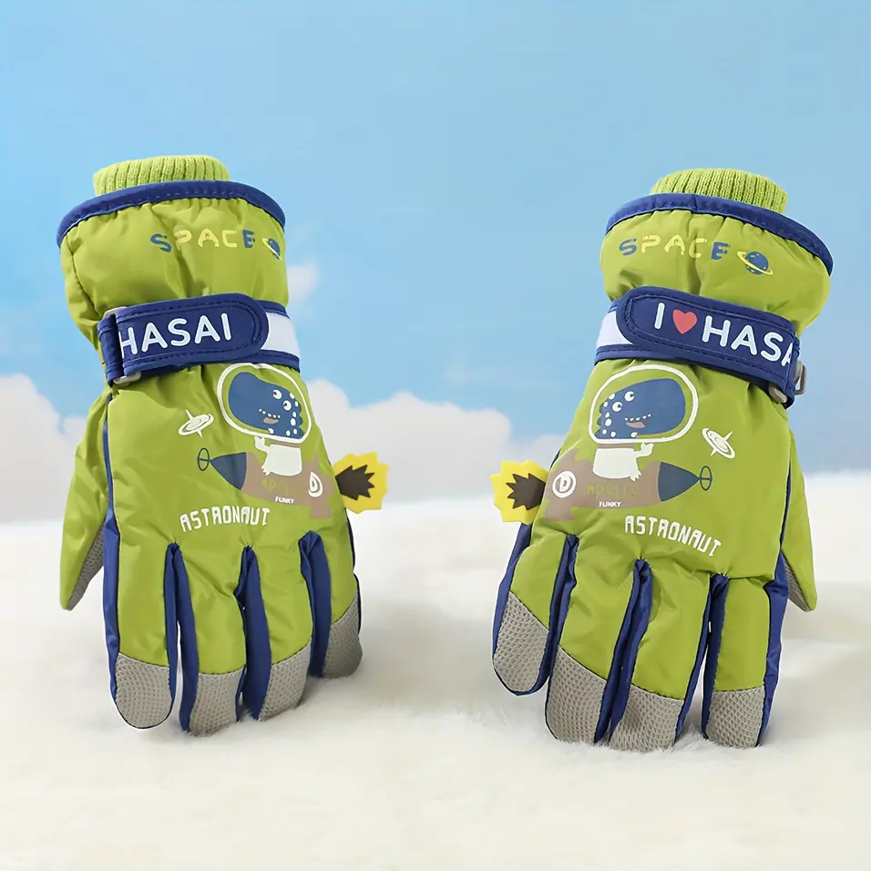KN [Green] Space Dinosaur Rocket Ski Gloves