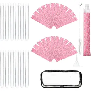 39 PCS Tampon Tube for Women, Plastic Tube for Juice with Funnel and Spout for Cruise Concert Sports Events-Pink