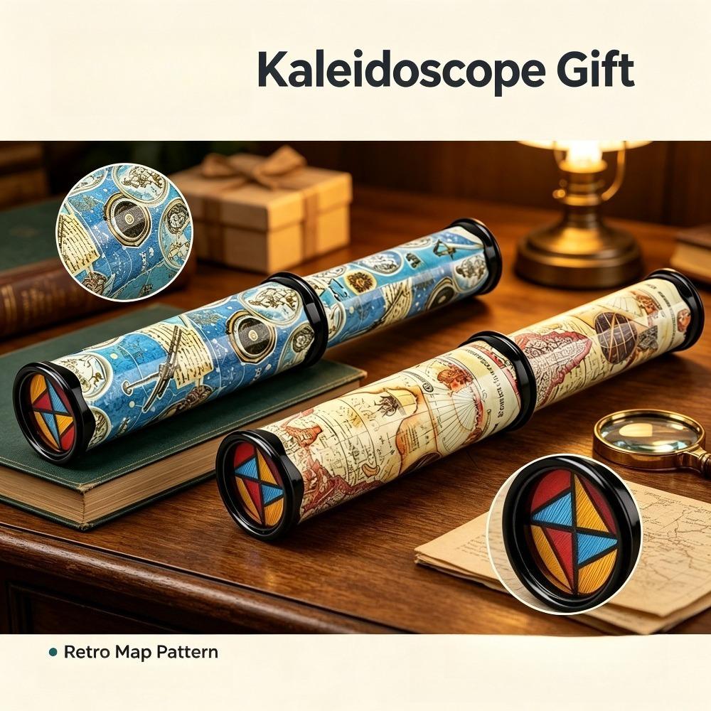 1pc Classic Retro World Map Handheld Rotating Kaleidoscope Toy - Puzzle Sensory Learning Toy, Stress Relief Gift for Kids, Novelty Birthday Party Present