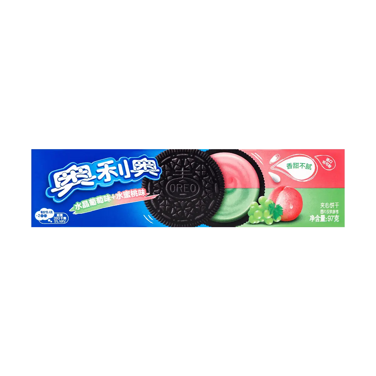 OREO Cream Filled Cookies 2 Pack Crystal Grape Peach Flavor 3.4 oz Each