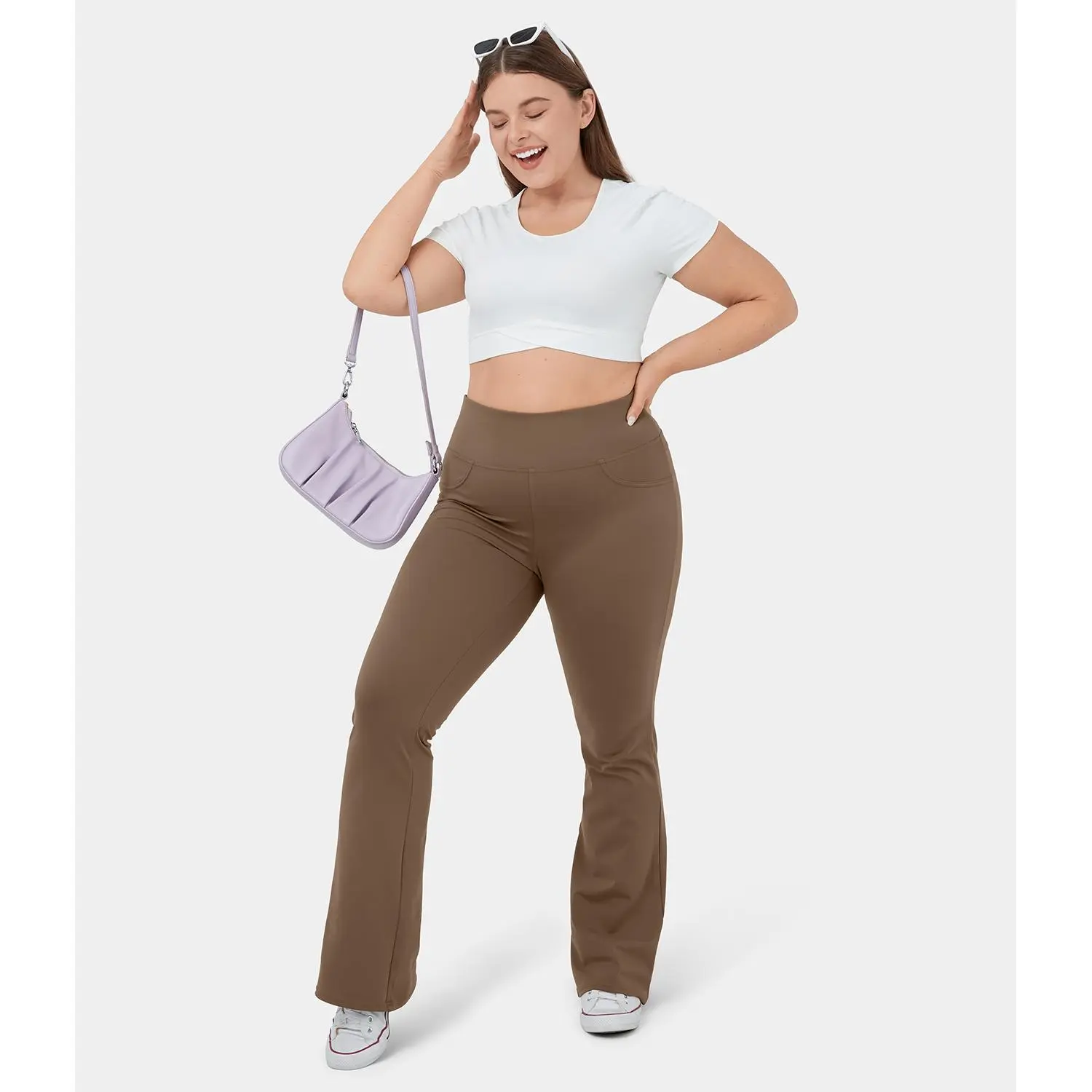 Halara High Waisted Back Pocket Flare Yoga Plus Size Leggings #BackToSchool