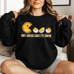 Funny Thanksgiving Deviled Eggs Shirt, You Know Why I’m Here Shirt, Cute Thanksgiving Sweatshirt, Deviled Eggs Tee