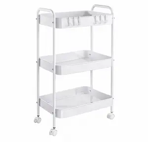 Rolling Storage Cart, 3-Tier Mobile Shelving Unit with Wheels, Practical for Storage, Suitable for Kitchen, Bathroom, Laundry Room, Bedroom, and Various Other Settings to Keep Your Home Neat and Beautiful