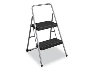 Cosco 2-Step Folding Steel Step Stool 200lb Cap 17.38wx18dx28.13h Cool Gray