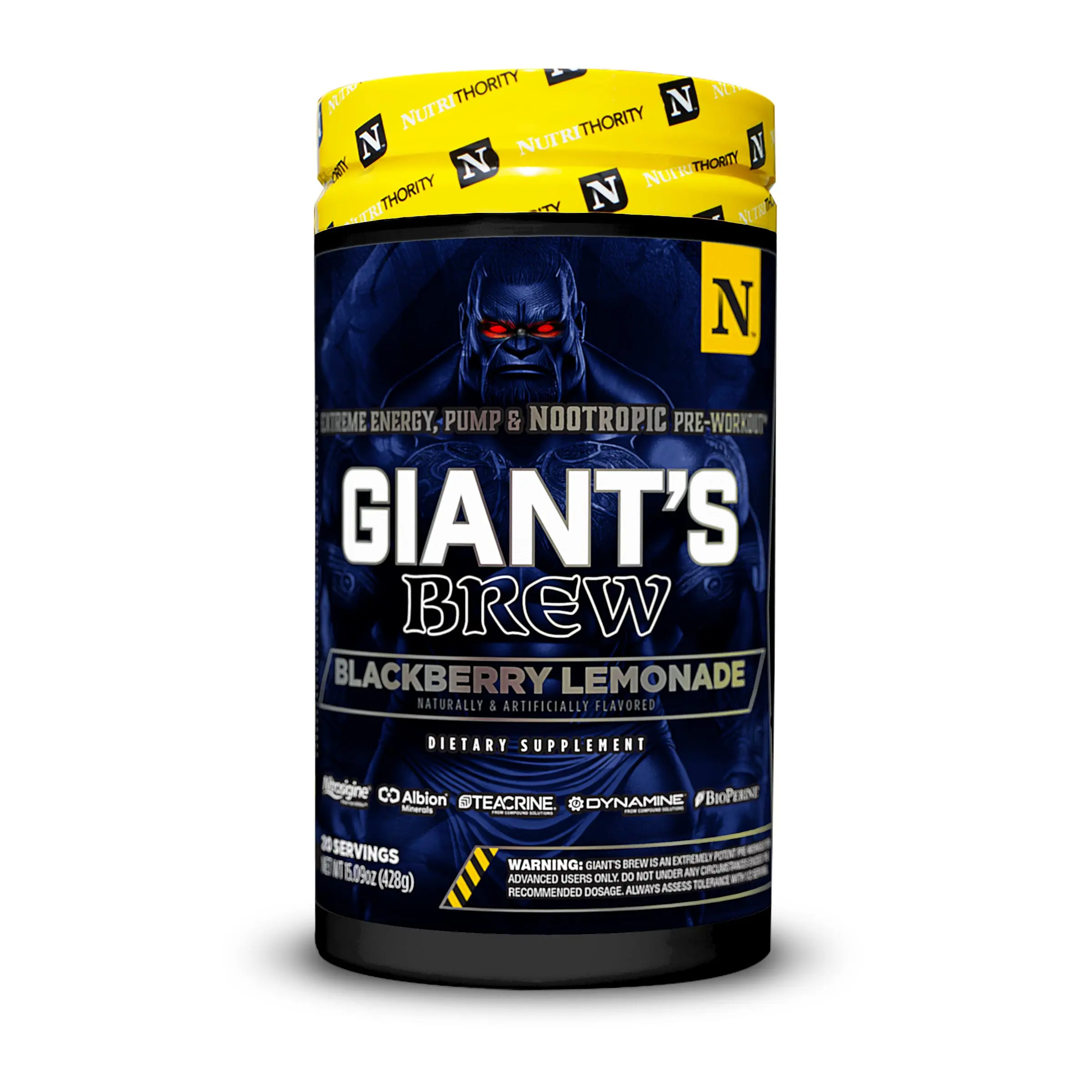 Giant's Brew Pre-Workout Dietary Supplement - All-in-1 Energy Boost, Pump, Focus - 634mg Caffeine, 20 Servings, Fitness Support, Pre-Workout Vibes