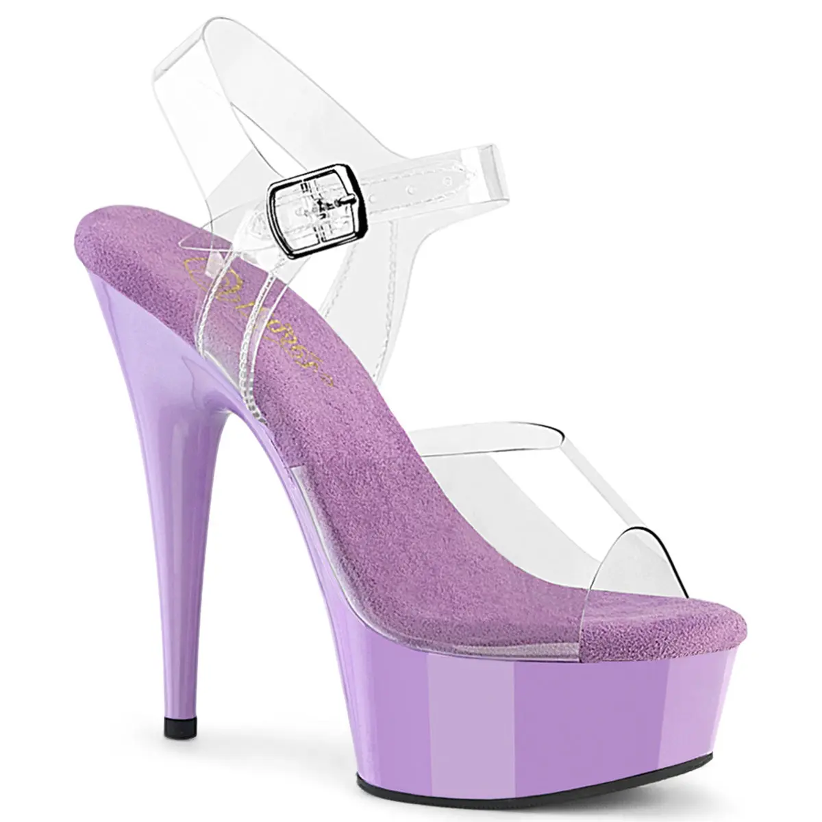 Women's Fashion High Heels Footwear - Stylish Design, 1.75 in Platform, 6 in Heel (Delight-608), Clear/Lavender