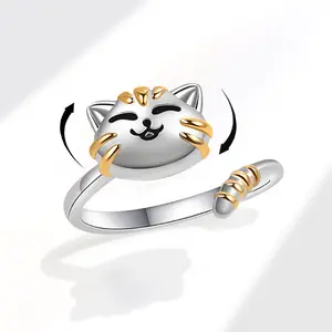 2Pcs Cat Spinner Open Ring - Cute Stress & Anxiety Relief, Popular Fashion Jewelry