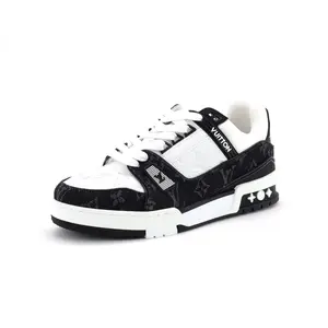 Pre-owned Louis Vuitton Men's LV Trainer Sneakers Monogram Empreinte Leather and Monogram Denim by Rebag